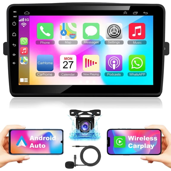 4+64G Upgraded Android 12 Car Stereo for Toyota Sienna 2004-2010, 9 InchTouchscreen Sienna Radio with Carplay&Android Auto Support GPS Navigation, Backup Camera,FM/RDS Radio, Bluetooth,SWC