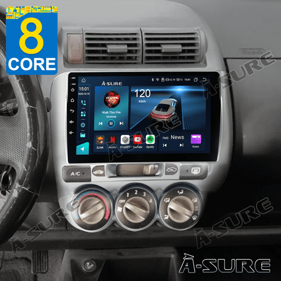 4+64GB Android 13 Car Navi Radio Stereo CarPlay for Honda Fit Jazz 2001-2008 Manual A/C GPS WiFi Bluetooth FM/AM DSP