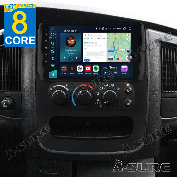 4+64GB Android 14 Wireless CarPlay Car Stereo Radio for Dodge Ram 1500 2002-2005, 9" Touchscreen GPS WiFi Bluetooth 4G LTE DSP RDS SWC