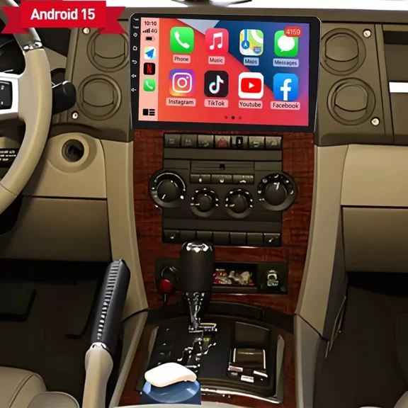4+64GBAndroid 15 Car Radio for Jeep Commander 2008-2011, 10 Inch IPS Screen Stereo with CarPlay Android Auto WiFi Bluetooth GPS Navigation Touch Screen Head Unit