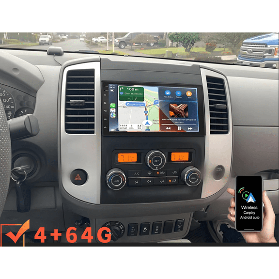 4+64GB Android 15 Car Stereo for Nissan Frontier 2010-2021 with Carplay/Android Auto GPS Navigation 7-Inch Radio Player with Bluetooth WiFi FM/RDS SWC + AHD Backup Camera
