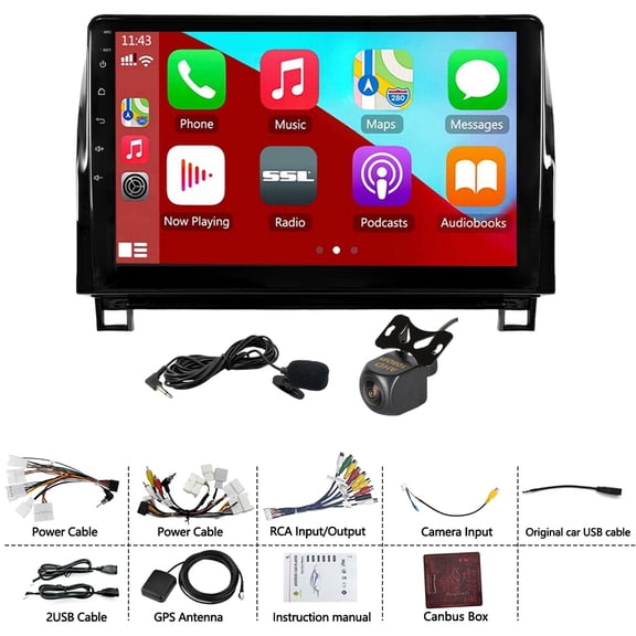 4+64GB Android 15 Car Stereo for Toyota Tundra 2007-2013/Sequoia 2008-2018, 10.1in + 720P Cam