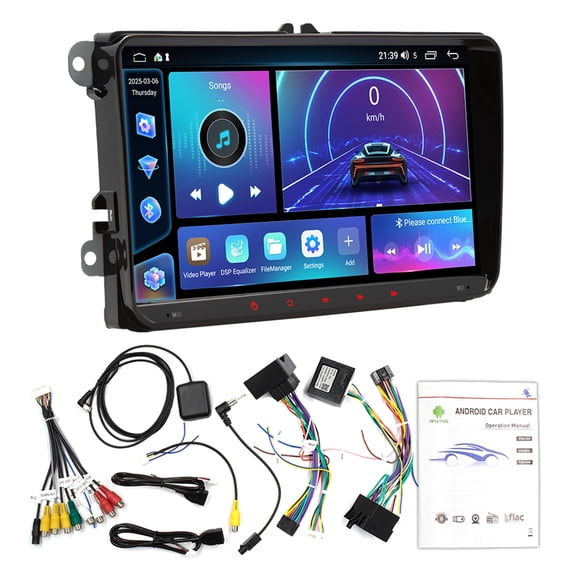 4+64GB Android 15 Car Stereo for VW Golf/Jetta/SEAT, 9in w/Carplay & Auto + GPS/BT/WiFi