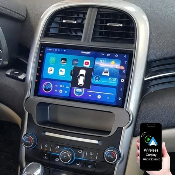 4+64GB Android Car Radio Stereo for Chevrolet Malibu 2012 2014 2015 with Wireless CarPlay/Android Auto, 9 Inch HD Touchscreen Car Radio with FM/RDS GPS WiFi Bluetooth SWC Mirror Link Backup Camera
