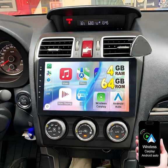 4+64GB Android for Subaru Forester WRX/XV 2012-2015 with Wireless Carplay Android Auto 9" Touchscreen Car Stereo with GPS Navigation Bluetooth WiFi FM RDS Mirror Link Split Screen Backup Camera