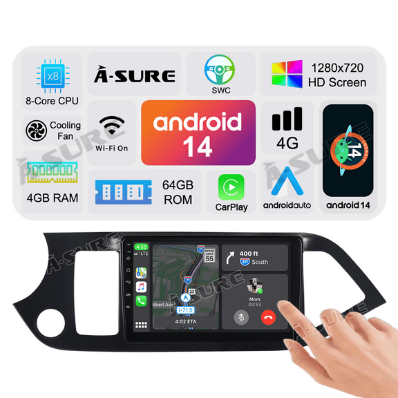 Asure 8 Core 4+64GB Android 14 Car Stereo For Mazda CX-5 2017-2020 with Carplay GPS Navi DSP