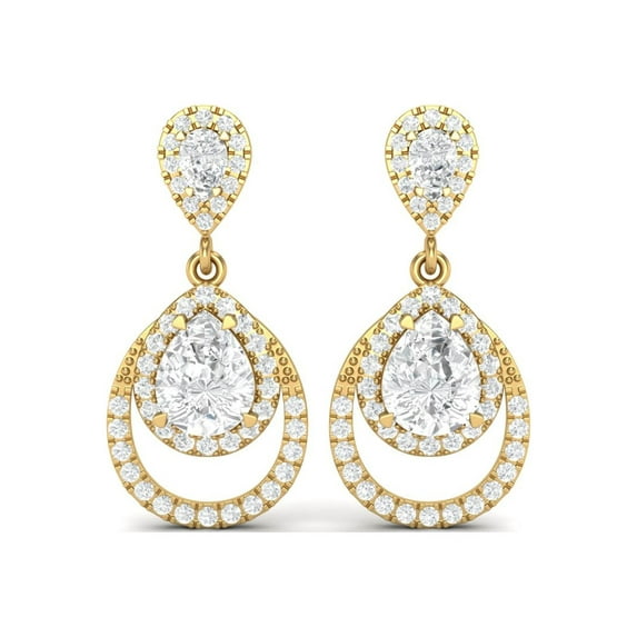 4.65 Ctw Pear Moissanite Diamond 925 Sterling Silver Gold Vermeil Dangle Women Wedding Earring