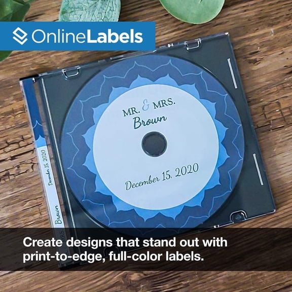 4.65 Inch Printable CD DVD Labels and Spine Stickers, 2000 Sets 1000 Sheets for Inkjet Laser Printer, Matte White Adhesive Paper, White