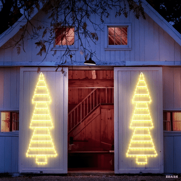 4.6FT LED Outdoor Lights, Ladder Lights, Plug-in Christmas Tree Hanging Lights, Waterproof 8 Light Modes Christmas Decoration Lights for Indoor, Wall, Window, Garden, Warm White