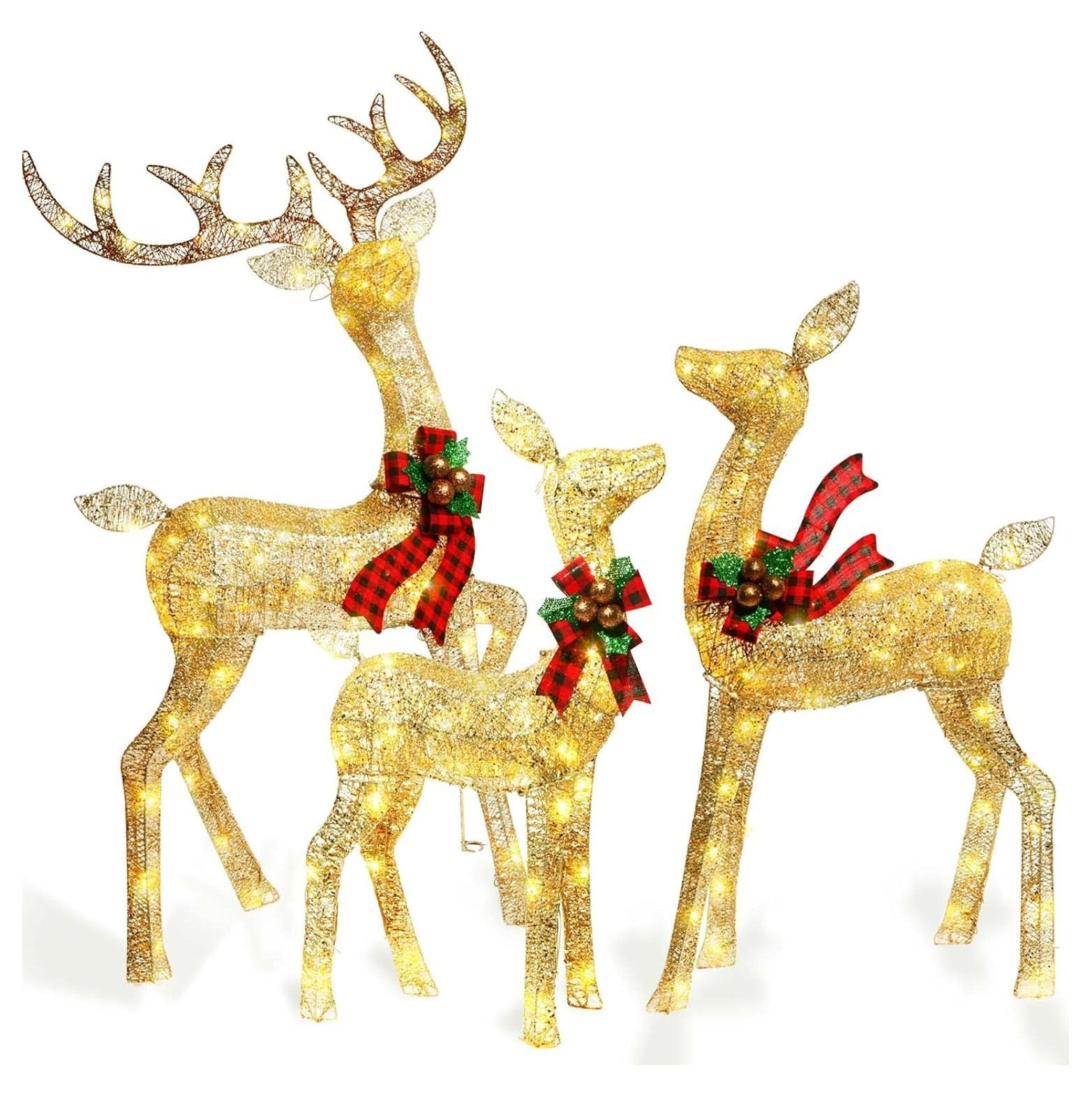 4.6FT Outdoor Christmas Decorations Deer Family Set 3 Piece Lighted