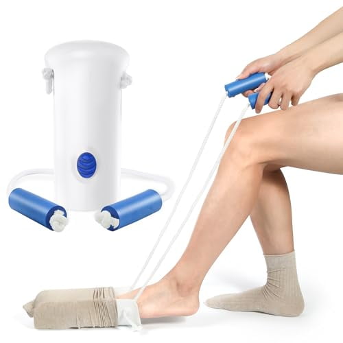 4.6INCH Sock Aid for Putting on Socks,Wide Sock Assistant Device No Bending with Foam Handles,Sock Helper/Puller Aid Easy Put on for Seniors,Disabled,After Surgery Recovery(White)