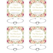 AWAREISN 4/6Pcs Wedding Bridesmaid Bracelet for Women Girls Bridesmaids Gifts for Proposal Knot Cuff Bangle with I Can't Tie The Knot Without You Bridesmaid Cards