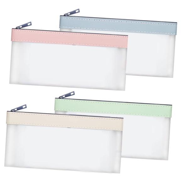 4/6Pieces Multipurpose Money Pouches Set Clear Zippers Cash Envelopes,7.6×3.7 Inch,Banks Deposit Bags,Coin & Check Wallet