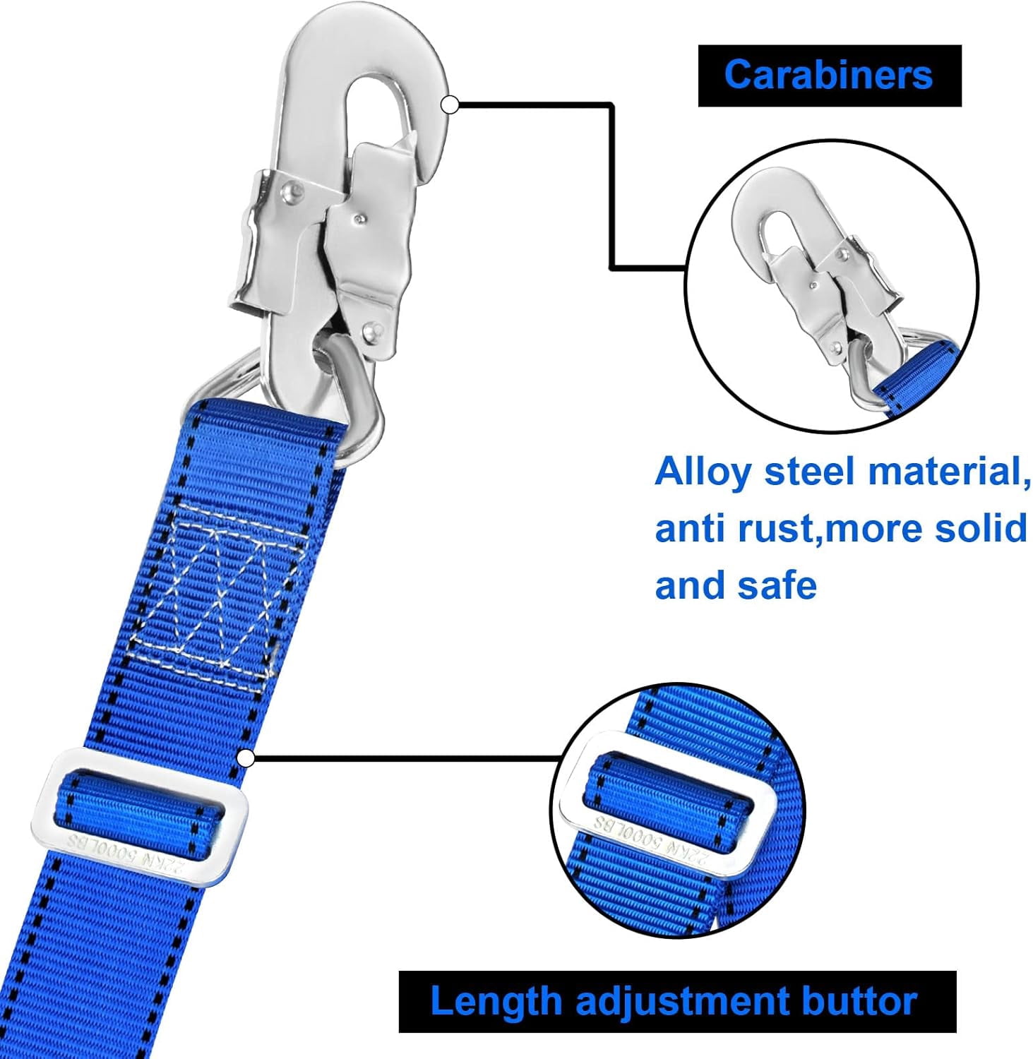 Inventions Tree Fall Protection 4-6ft Adjustable Arborist Lanyard, Fall Protection Safety Belt for Tree ...