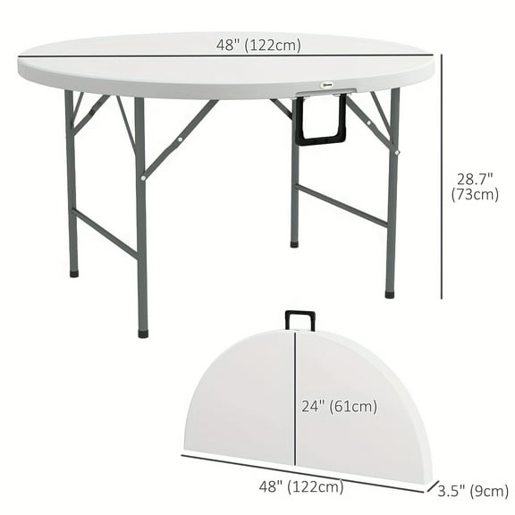 4/6ft Folding Table - Portable Heavy-Duty Design with Handle - For Camping, Picnics & Parties - Space-Saving Lightweight (No Assembly)