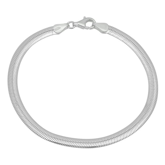 4.6mm Solid .925 Sterling Silver Flat Herringbone Chain Bracelet, 7 inches + Gift Box
