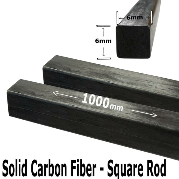 4 6mm X 1000mm - PULTRUDED-Square Carbon Fiber Rod. 100% Pultruded high Strength Carbon Fiber. Used for Drones, Radio Controlled Vehicles. Projects requiring high Strength to Weight Components.