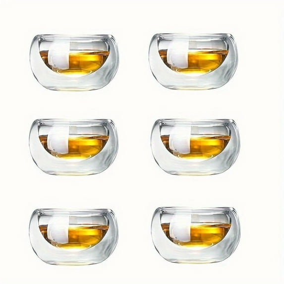 4/6pcs 50ml S Glass Teacups Double Wall glasses Tea Cups Exquisite Kung Fu Drinkware Home Decor Espresso Vaso Heat Resistant