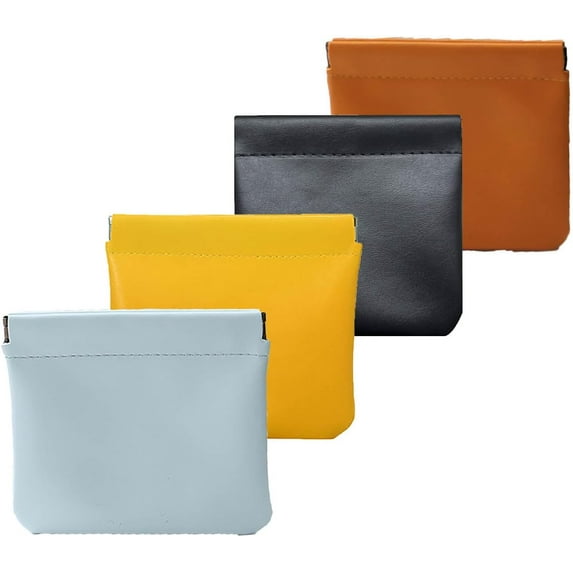 4/6pcs Erebloom Pouch, - Personalized Snap Closure Leather Organizer Pouches Portable Magnetic Makeup Bag Squeeze Coin Jewelry Pouch for Traveling(4pc D)