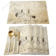 thumbnail image 1 of 4/6pcs Placemats Set National Style Bamboo Bird Branch Table Mats Cotton Linen Kitchen Accessories Home rative Coaster, 1 of 6