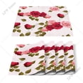 thumbnail image 1 of 4/6pcs Red Rose Flower Bouquet Plant Kitchen Placemat Set Coaster Dining Table Mats Cotton Linen Pad Bowl Cup Mat Home r, 1 of 7