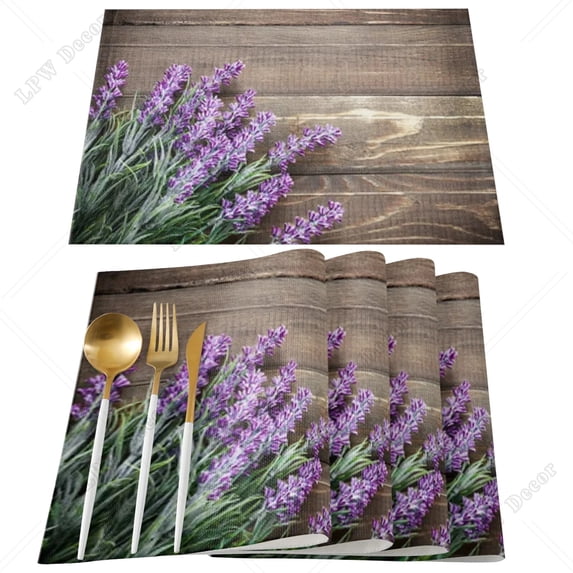 4/6pcs Set Purple Lilac And Leaves Table Mat For Dining Table Kitchen Accessories Linens Placemat Tea Coaster Pads