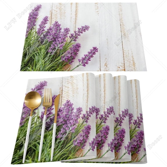 4/6pcs Set Purple Lilac And Leaves Table Mat For Dining Table Kitchen Accessories Linens Placemat Tea Coaster Pads