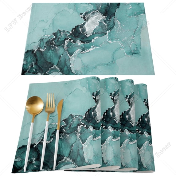 4/6pcs Set Table Mats White Black Marble Natural Printed Table Napkin Kitchen Accessories Home Party rative Placemats