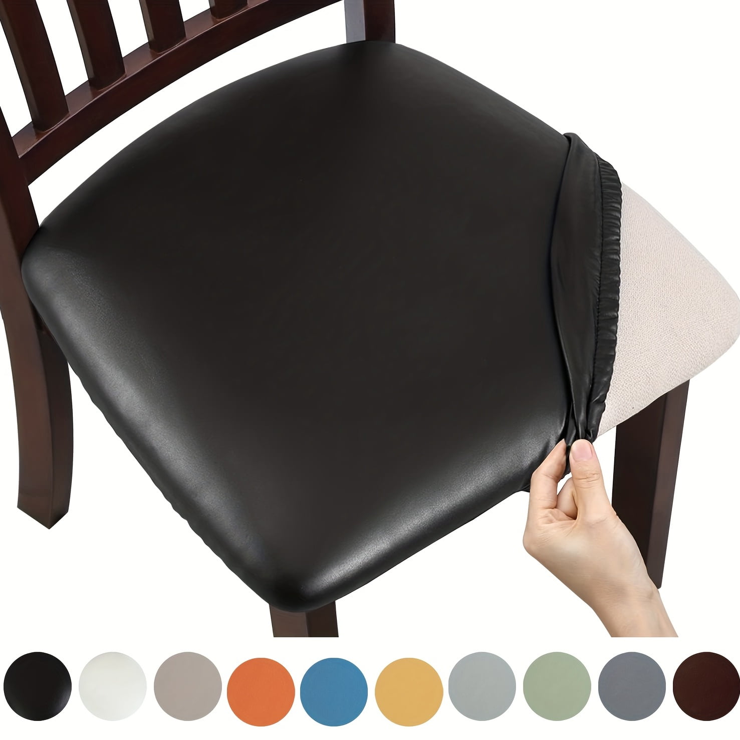 4/6pcs Waterproof Pu Leather Dining Chair Slipcovers Removable