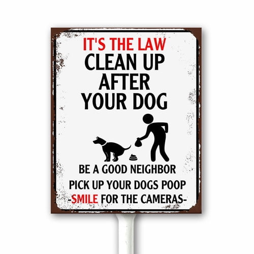 4.6x6 IN Rustic Dog Sign for Lawn, Clean Up After Your Dogs, Funny No Dog Poop Allowed Yard Sign With Stake, Dogs Lover Gift, Pick Up After Your Pets Garden Decor, Sturdy Aluminum