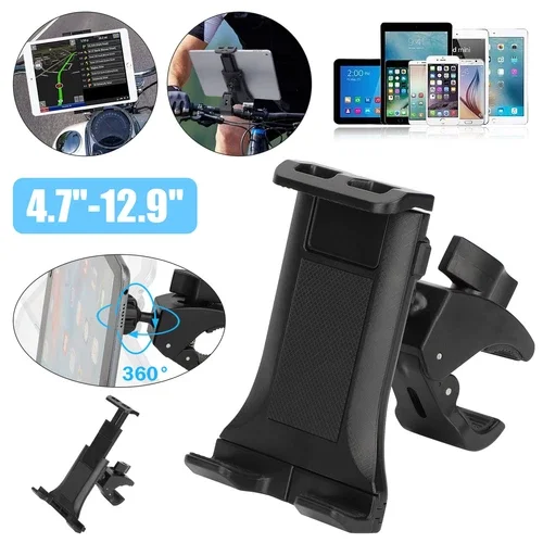 4.7-12.9" Tablet Phone Holder Bracket For Microphone Stand Treadmill Motorcycle