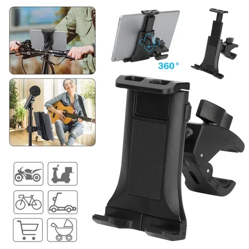 4.7-12.9" Tablet Phone Holder Mount Bracket For Microphone Stand Bikes Treadmill