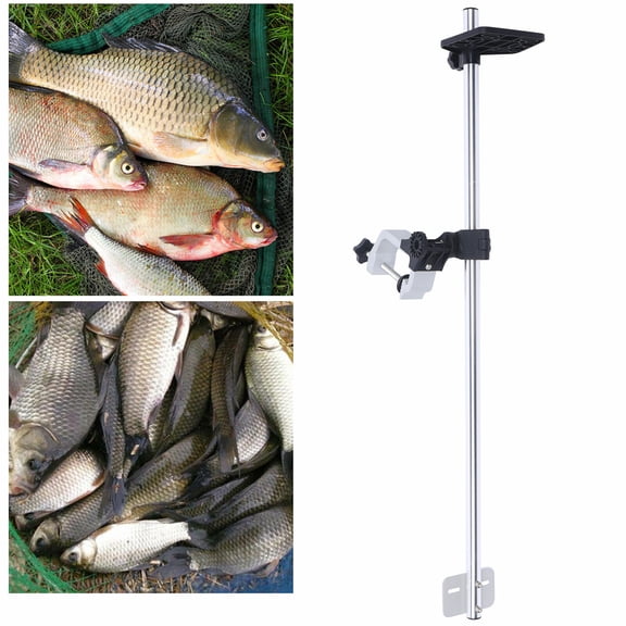 4.7*31.5in Modern Silver Black Universal Portable Transducer Bracket+Fishfinder Mount 360 Adjustable Bracket