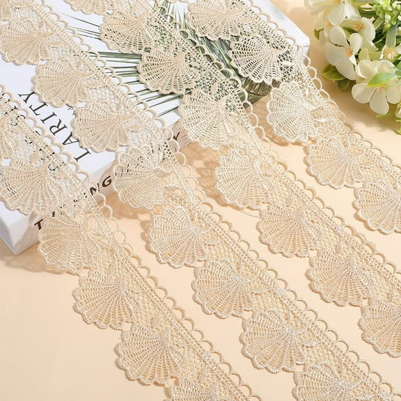 4.7~5Yards Cotton Shell Shaped Flower Lace Ribbon Lace Trimming for Sofa Pillow Decoration PeachPuff 2-3/8 inch(60mm)