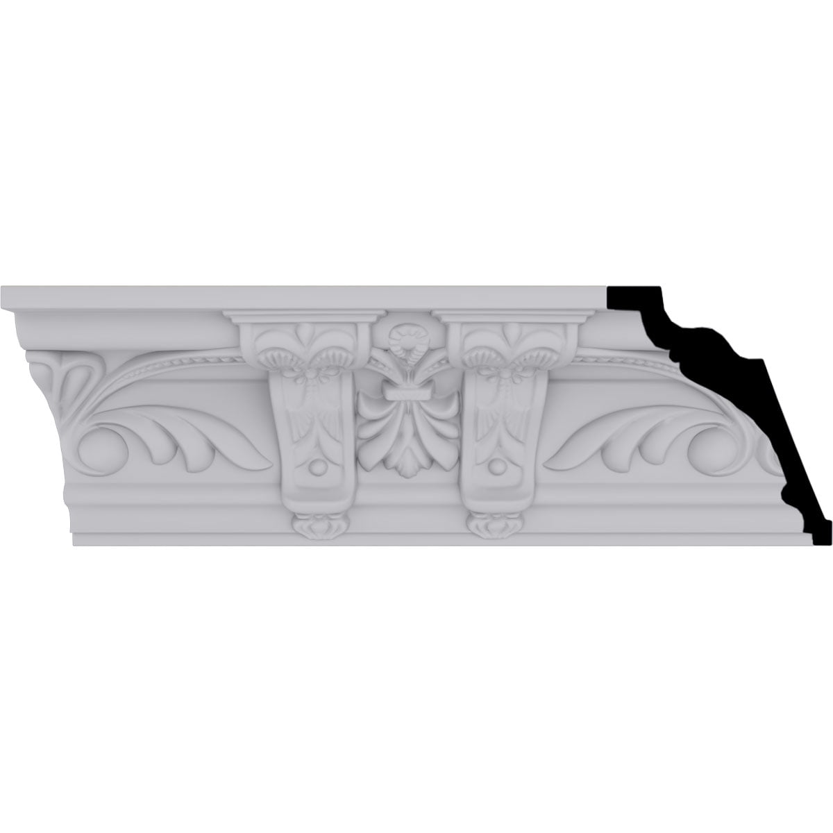 Elegant White Polyurethane Crown Moulding with Ornate Design
