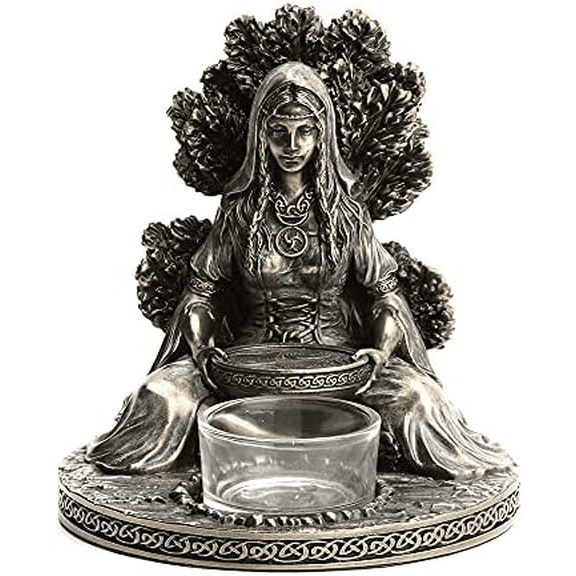 4 7/8" Tall Celtic Goddess Danu Tealight Candle Holder Cold Cast Bronzed Resin Sculpture Wiccan Home Decor Figurine Collectibles$$Home Decor, Kitchen, & Other