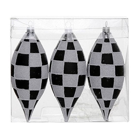 4.7 Black-White Check Glitter Drop 3/B
