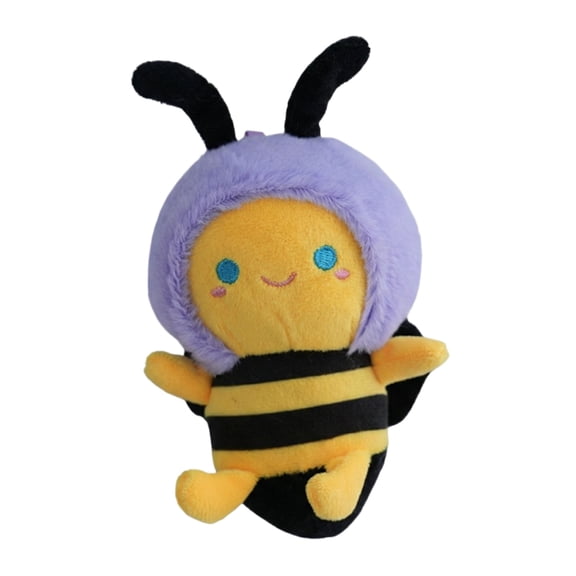 4.7" Cute Bee Plush Toy Stuffed Animals Soft Yellow Bee Doll Plushie for Cartoon Fans Home Decor Bedroom Shelf Birthday Gift(Purple)
