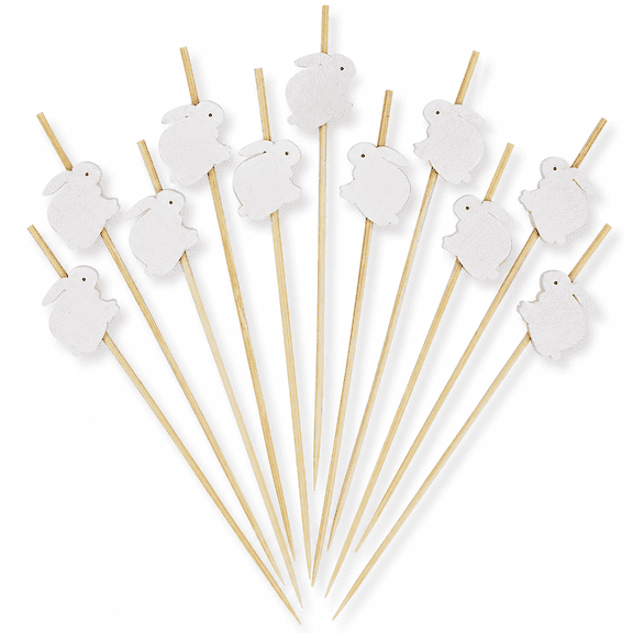 4.7 Inch Bamboo Rabbit Cocktail Picks 100 Pack for Appetizers Fruits Party Garnish