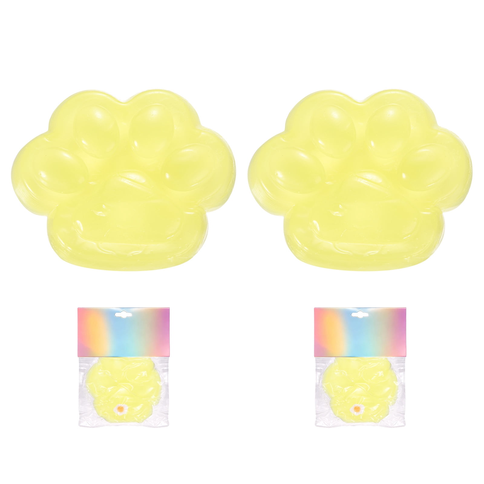 4.7 Inch Cat Paw Squeeze Toy, Cute Cat Paw Sensory Toy Soft Funny Fidget Toy Perfect for Stress Relieving, Party Favors & Birthday Gifts (Light Yellow, 2pcs)