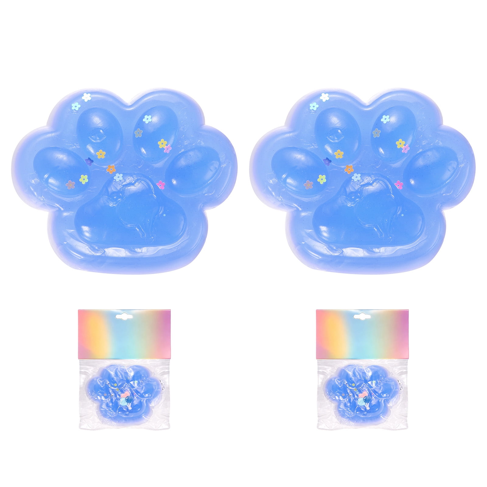 4.7 Inch Cat Paw Squeeze Toy, Cute Cat Paw Sensory Toy Soft Funny Fidget Toy Perfect for Stress Relieving, Party Favors & Birthday Gifts (Blue, 2pcs)