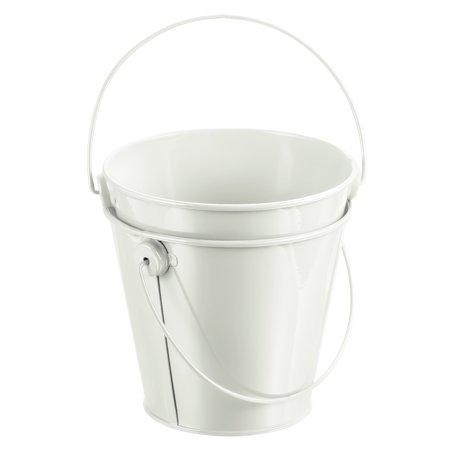 4.7 Inch Colored Metal Buckets Pencil Holder Buckets Metal Planter Pails Container with Handles Beige 2 Pack