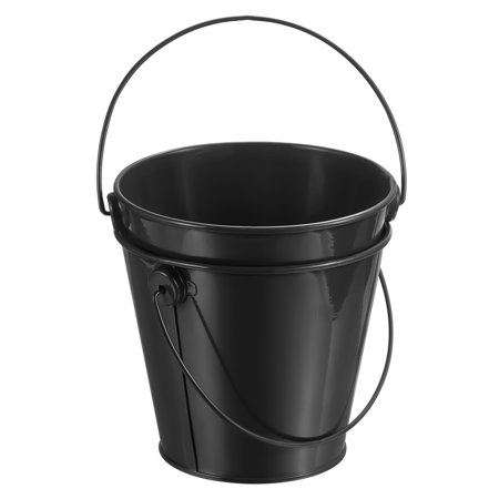 4.7 Inch Colored Metal Buckets Pencil Holder Buckets Metal Planter Pails Container with Handles Black 2 Pack