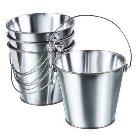 4.7 Inch Colored Metal Buckets Pencil Holder Buckets Metal Planter Pails Container with Handles Bright Silver 4 Pack