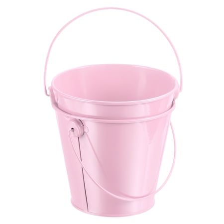 4.7 Inch Colored Metal Buckets Pencil Holder Buckets Metal Planter Pails Container with Handles Pink 2 Pack