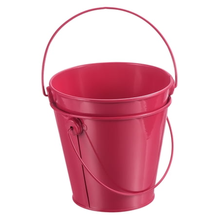 4.7 Inch Colored Metal Buckets Pencil Holder Buckets Metal Planter Pails Container with Handles Red 2 Pack