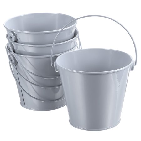 4.7 Inch Colored Metal Buckets Pencil Holder Buckets Metal Planter Pails Container with Handles Silver Tone 4 Pack