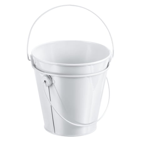 4.7 Inch Colored Metal Buckets Pencil Holder Buckets Metal Planter Pails Container with Handles White 2 Pack
