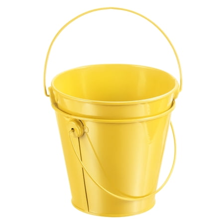4.7 Inch Colored Metal Buckets Pencil Holder Buckets Metal Planter Pails Container with Handles Yellow 2 Pack