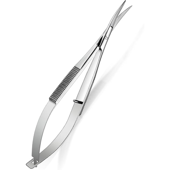 4.7 Inch Curved Stainless Steel Squeeze Scissors Grooming Trimming Scissors Eyebrow Embroidery Sewing Thread Snips Curved Tip Clippers Craft(Silver)
